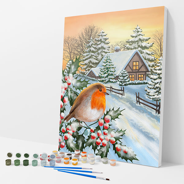 Bird on Snowy Pine Tree Kit